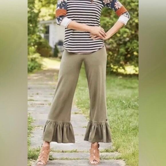 Matilda Jane Teal Green Ruffle Bottom Pants Sz.L - Picture 2 of 11